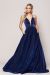 Glitter Prom Ball Gown with Corset Back in Navy
